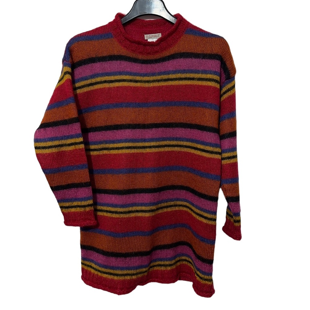 Espirit Mohair Striped Vintage Tunic Sweater M Autumn Casual